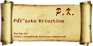 Pászka Krisztina névjegykártya